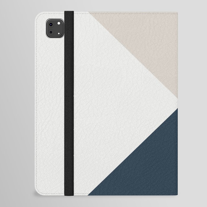 Blue Grey White Abstract Geometric Art iPad Folio Case