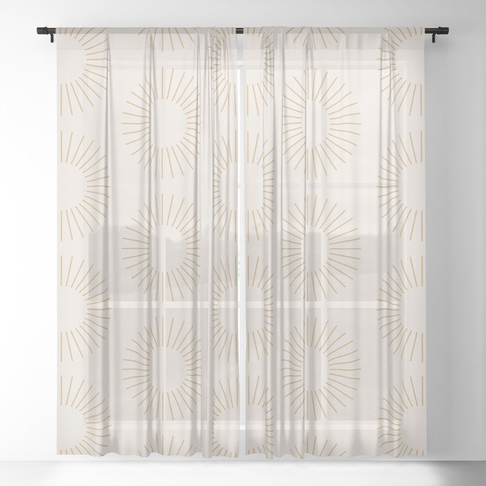 Minimalist Sunray Pattern XIV Natural Neutral Sheer Curtain
