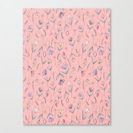 Rain of flowers pattern - Pink version Canvas Print