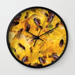 Cockroaches on ginkgo biloba Wall Clock