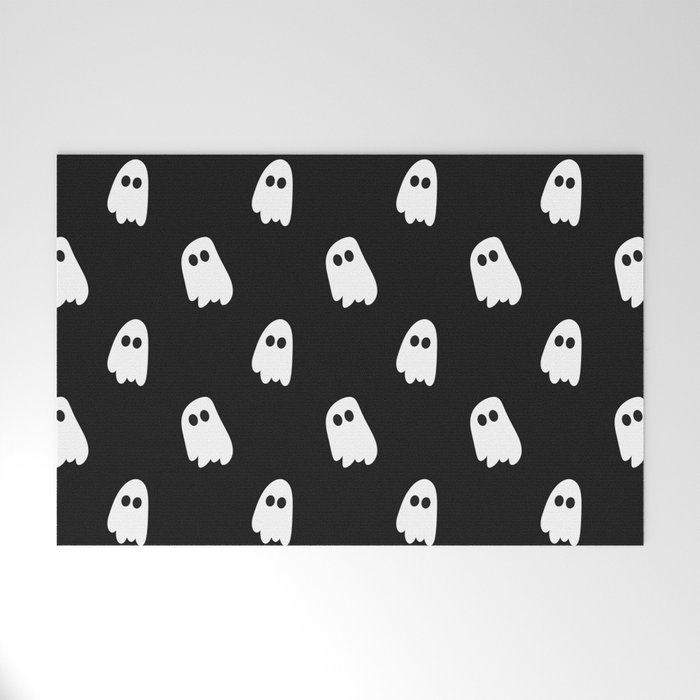 Black and White Ghosts Welcome Mat