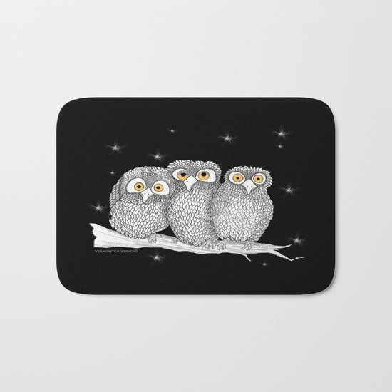 Zentangle Owl Friends at Night Bath Mat