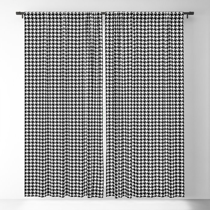 Classic Vintage Black and White Houndstooth Pattern Blackout Curtain
