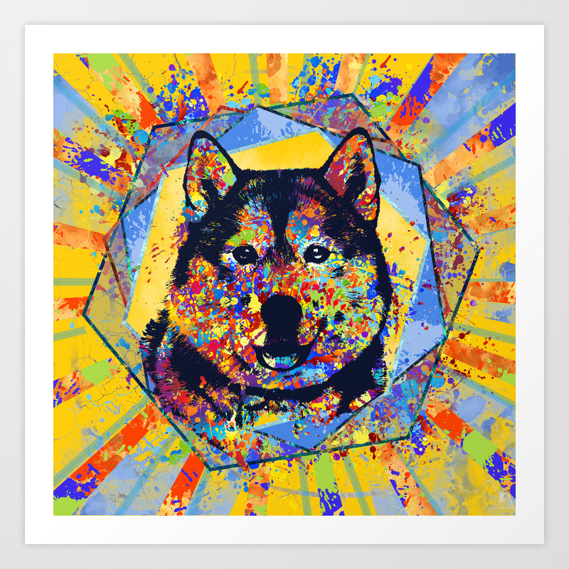 Siberian Husky Abstract Mixed Media Art Print By K9printart Society6