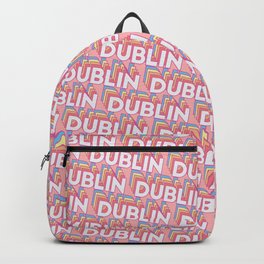 Dublin, Ireland Trendy Rainbow Text Pattern (Pink) Backpack