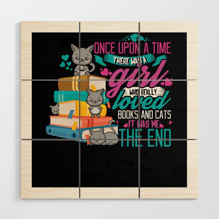 Girl Loves Books And Cats Bookworm Book Reading Wood Wall Art