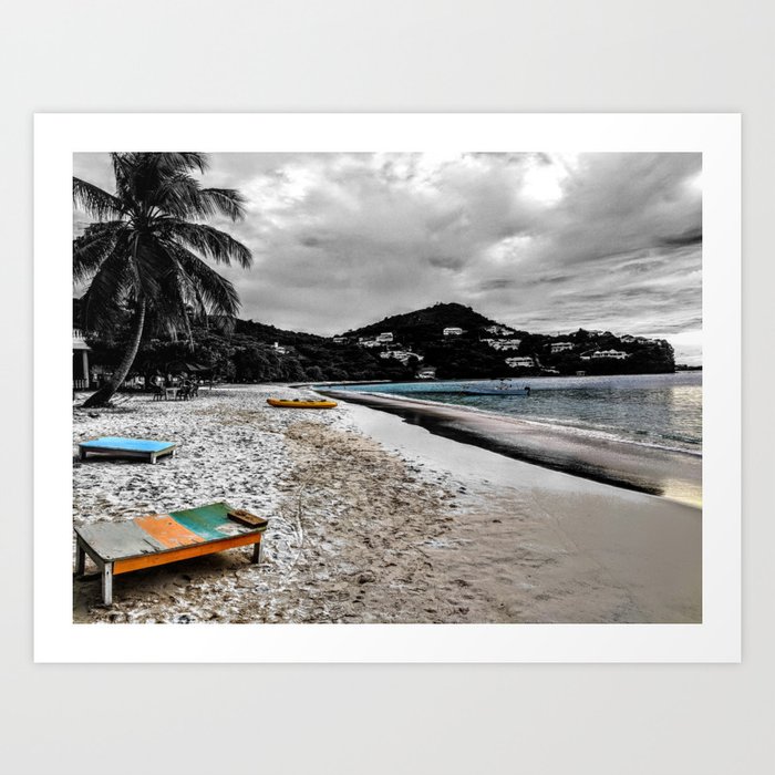 Quiet Beach, Calm Water in Grenada Art Print