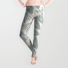 Papier Découpé Abstract Cutout Pattern in Cream and Light Blue-Gray Leggings