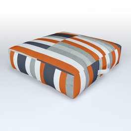 Orange, Navy Blue, Gray / Grey Stripes, Abstract Nautical Maritime Design by Outdoor Floor Cushion