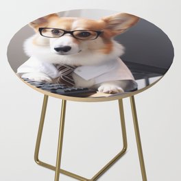 A Corgi at work place Side Table