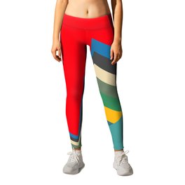 Retro Abstract Height 17 Leggings | Shape, Nature, Colorful, Lines, Black And White, Range, Pattern, Watercolor, Red, Modern 