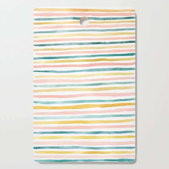 Pink, Teal, and Gold Stripes Cutting Board