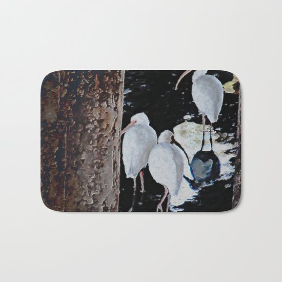 Ibises Under a Bridge (revamped) Bath Mat