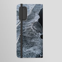 Waves on a black sand beach in iceland - minimalist Landscape Photography Android Wallet Case