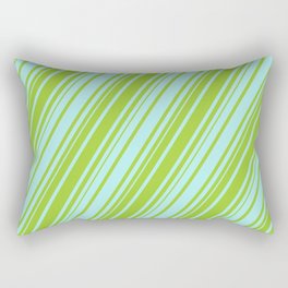[ Thumbnail: Turquoise and Green Colored Lined Pattern Rectangular Pillow ]