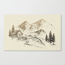 Vector of Mountain Landscape Canvas Print