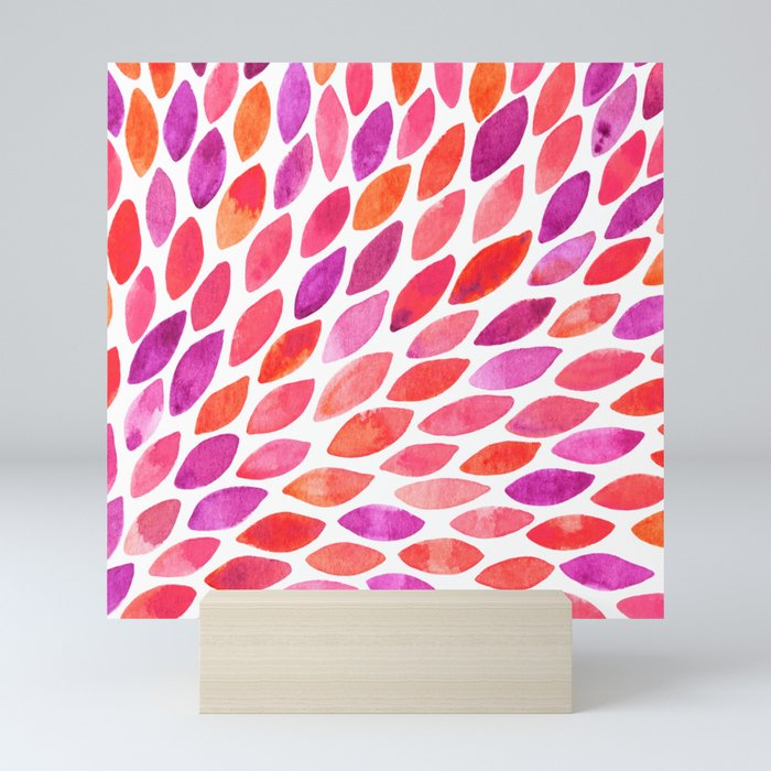 Watercolor brush strokes burst - pink and purple Mini Art Print