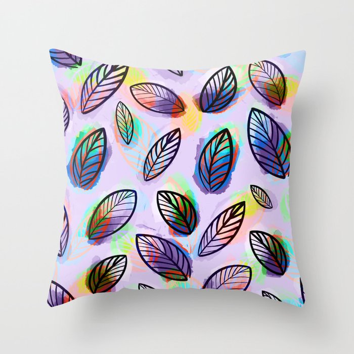 modern botanic leaf pattern Throw Pillow