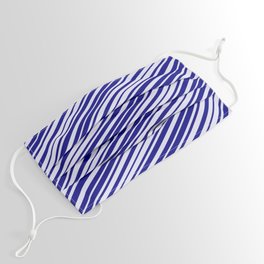 [ Thumbnail: Blue and Lavender Colored Lines/Stripes Pattern Face Mask ]