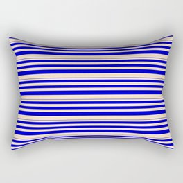 [ Thumbnail: Blue & Bisque Colored Stripes/Lines Pattern Rectangular Pillow ]
