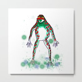 Space green spotted  frog Metal Print