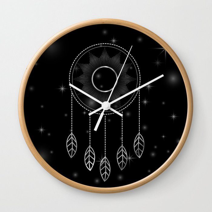Mystic space dreamcatcher with stars Wall Clock
