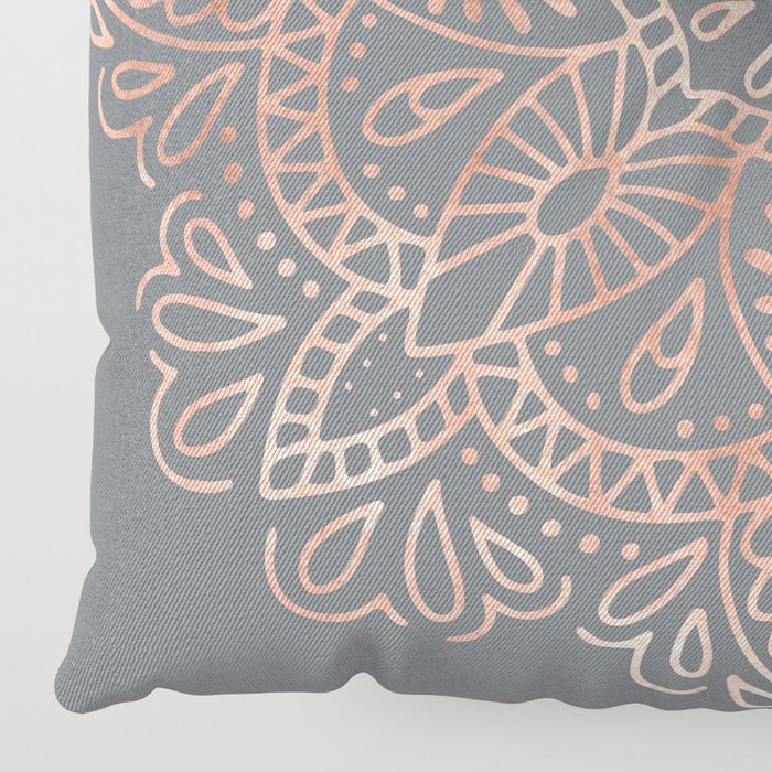 Mandala Rose Gold Pink Shimmer On Soft Gray By Nature
