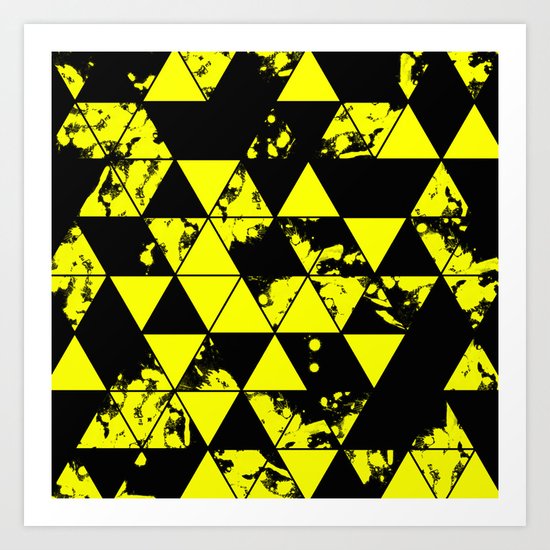 Splatter Triangles In Black And Yellow Art Print