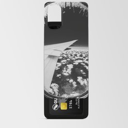 Airplane window and white clouds black and white Android Card Case