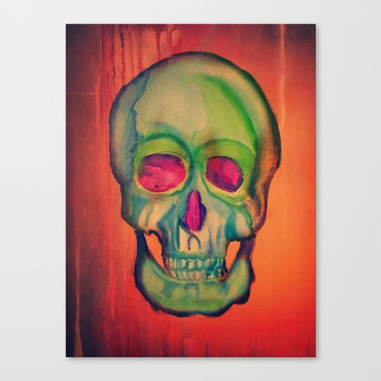 Watercolor skull/Green Canvas Print