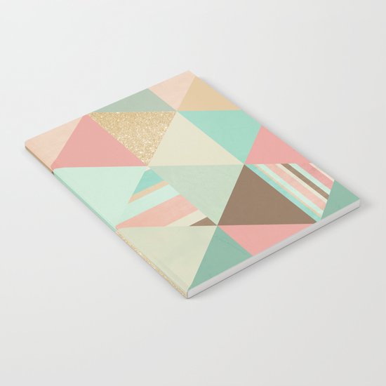 Peach, Mint and Gold Triangles Notebook