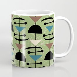 Retro Mid Century Modern Abstract Mobile 648 Green Blue Brown and Black Mug