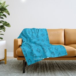 Turquoise and Black Gems Pattern Throw Blanket