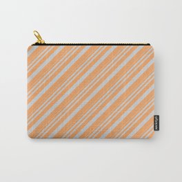 [ Thumbnail: Light Gray and Brown Colored Lines Pattern Carry-All Pouch ]