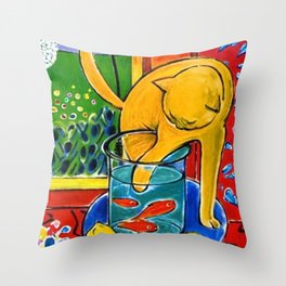 Henri Matisse - Cat With Red Fish still life painting Throw Pillow