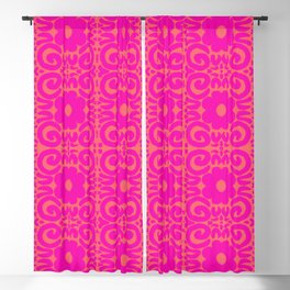 Retro Spring Daisy Lace Hot Pink + Orange Blackout Curtain