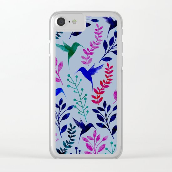 Watercolor Floral & Birds Clear iPhone Case