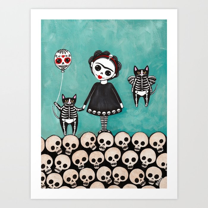 Day of the Dead Cats 9 Art Print