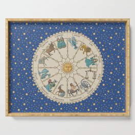 Vintage Astrology Zodiac Wheel Serving Tray