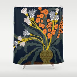Matisse Flower Vase modern Illustration dark Shower Curtain