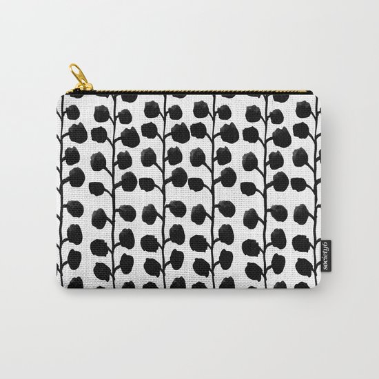 Black and white minimal modern petals leaves bloom spring summer monochromatic urban dorm decor Carry-All Pouch