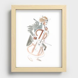 Cello Player Musician Expressive Drawing Recessed Framed Print