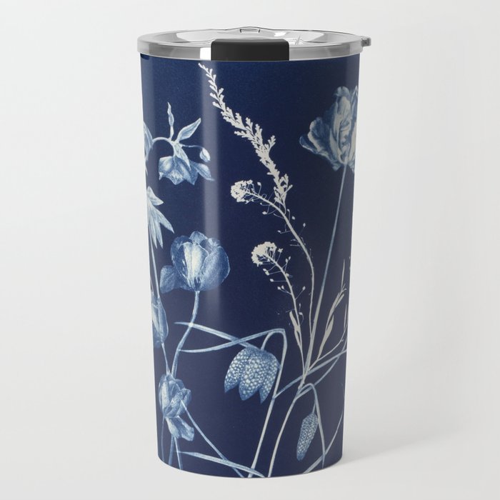 Cyanotype Painting (Roses, Orchids, Tulips, Fern, Fritillarias, etc) Travel Mug