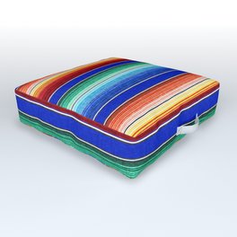 serape southwest stripe - orange and blue Outdoor Floor Cushion