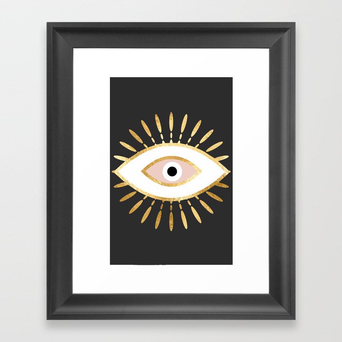 gold foil evil eye in blush Framed Art Print
