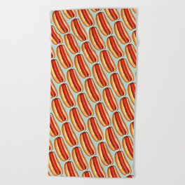 Hot Dog Pattern Beach Towel