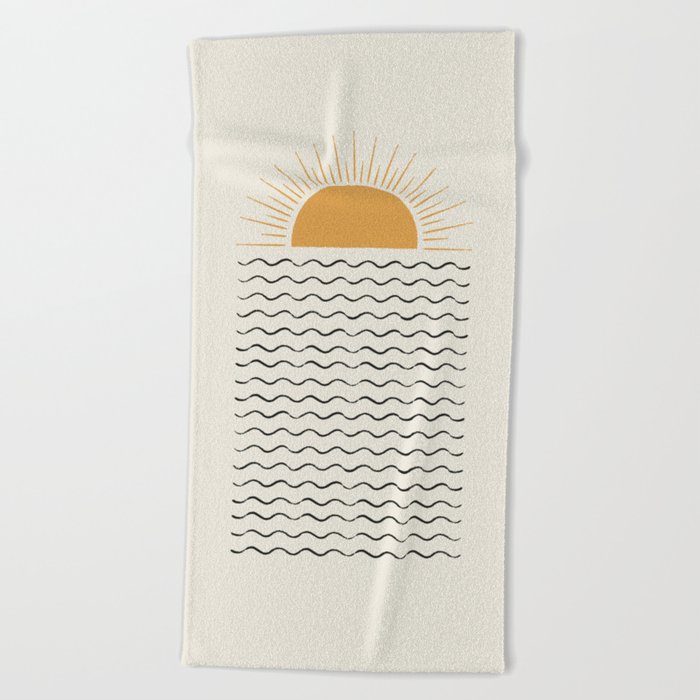 Sunrise Ocean -  Mid Century Modern Style Beach Towel