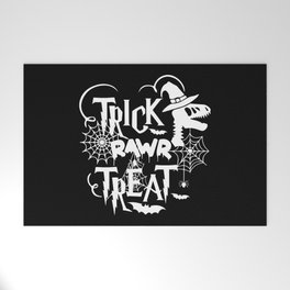 Trick Rawr Treat Halloween T-Rex Funny Dinosaur Welcome Mat