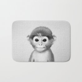 Baby Monkey - Black & White Badematte | Nature, Kids, Gorilla, Modern, Children, Wild, Cute, Nursery, Portrait, Monkey 