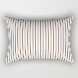 Mattress Ticking Narrow Striped Pattern in Chocolate Brown and White Rectangular Pillow